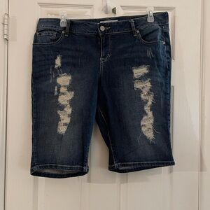 Torrid Dark Blue Distressed Jean Shorts